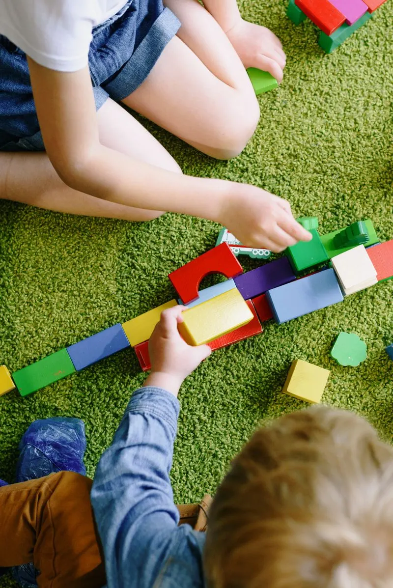 Child happily playing and learning